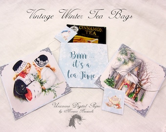 CHRISTMAS TEA BAGS, Digital Tea envelope printable