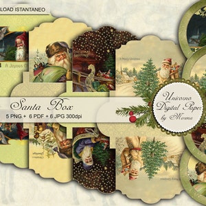 Christmas Box printable, Christmas gift Box and Circle Tag