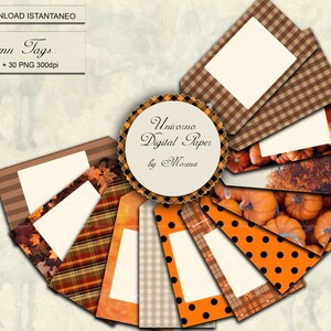 AUTUMN TAG, Carta digitale stampabile formato A4 o 11 file PNG per stampe singole