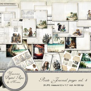 Pirate journal vol. 5, Vintage Journal Kit, Journal Printable pages, Art Journal kit, Paper day Planner
