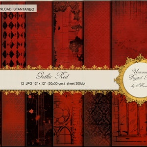 RED GRUNGE GOTHIC digital paper, scrapbook paper, gothic printables