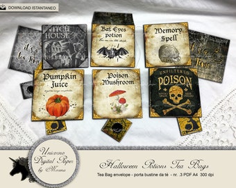 HALLOWEEN Potions Tea Bags, tea bag holder, tea envelope printable, instant download