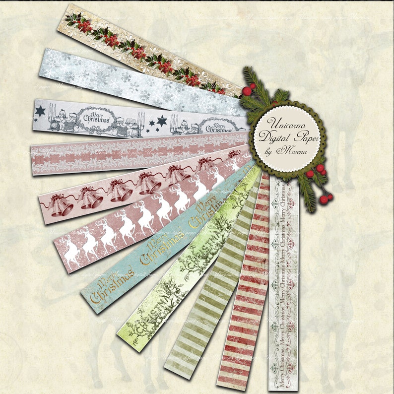 Christmas Printable Washi Tape Strips and Borders, 21 Digital Designs ...