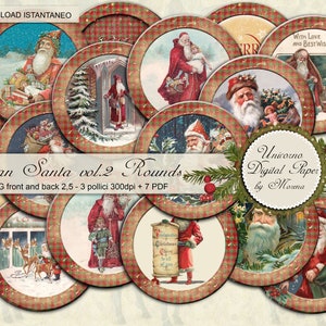 Christmas Circles 2,5 / 3 inch, Santa Claus, Journals Stickers, Scrapbook Tag and Label, Scottish Christmas rounds image 1