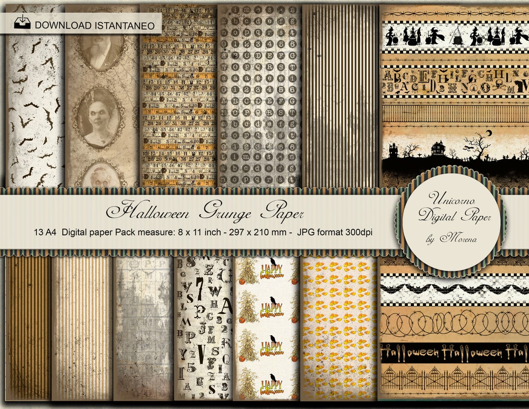 Halloween Grunge Paper Pack A4 8X11 Inch, Scrapbook Vintage Halloween ...