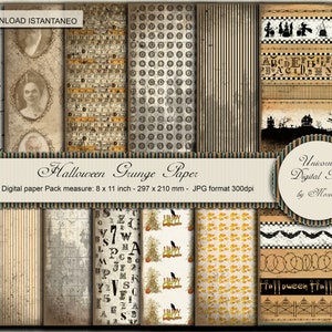 Halloween Grunge Paper Pack A4 8x11, Scrapbook, Carta digitale Stampabile