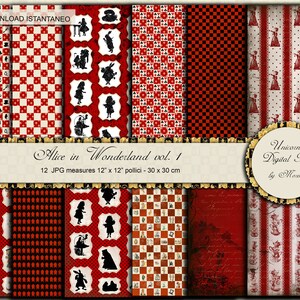 Alice in Wonderland Scrapbook, WALL ART, Carta digitale, Kit per Scrapbooking, Carte per scrapbook, Stampe Murali, Stampa Poster