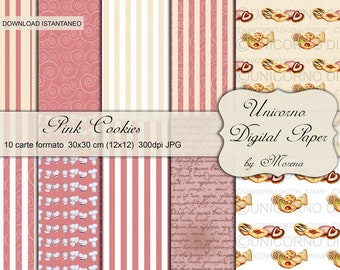 Digital paper pack, Pink background, scrapbook cake paper, cake background, cookie paper, Bakery Patterns Printable