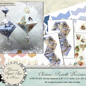 Christmas Digital paper Pack, modelli 3D di palline piramidali stampabili, Palline Natalizie, Bambini Vittoriani