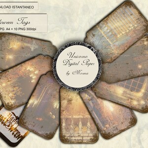 Halloween Tags, Junk Journal Tags Ephemera Pack, label, paper, printable, vintage, grunge