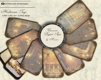 Halloween Tags, Junk Journal Tags Ephemera Pack, label, paper, printable, vintage, grunge