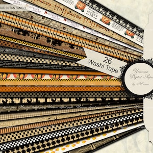 Digitale Washi Tapes printbaar voor Planner of Journal, 26 verschillende ontwerpen formaten