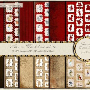 ALICE IN WONDERLAND scrapbook, wall art, kit scrapbooking, Digital paper, scrapbooking paper, digital prints,  wall decor, wall art prints
