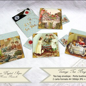 Vintage tea party TEA BAG ENVELOPES printable, Tea bag Holder