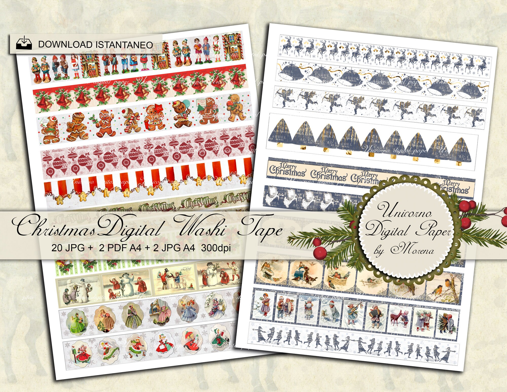 Christmas Printable Washi Tape Strips and Borders 21 Digital - Etsy