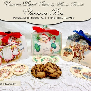 Christmas Box printable, Christmas gift Box and Circle Tag