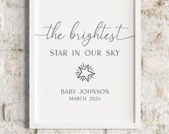 Memorial Art Print, The brightest star in our sky, Personalized memorial, Custom name and date, Downloadable File