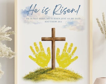 Easter Handprint Art, He is Risen Printable Art, Toddler Preschool Kindergarten, Homeschool, Sunday School (Digital Download)