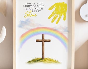 Easter Handprint Art, This little light of mine Printable Art, Toddler Preschool Kindergarten, Homeschool, Sunday School (Digital Download)