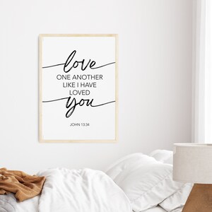 Lieben Sie einander, wie ich Sie geliebt habe, minimalistische Wandkunst, Johannes 13:34 digitaler Download, Bibel-Vers-Schrift christliches Bibelzitat, 01