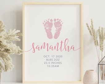 Personalized Birth Stats Wall Art, newborn Wall Art Print Downloadable File Printable Art Digital Download, Personalized Name Prints