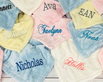 Personalized Baby Blanket with Name | 5 Blanket Colors To Choose From | Custom Customized Personalized Embroidered Baby's Name