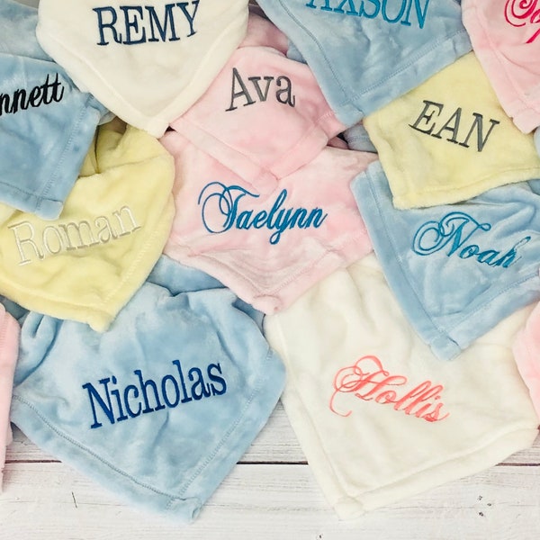 Personalized Baby Blanket with Name | 5 Blanket Colors To Choose From | Custom Customized Personalized Embroidered Baby's Name