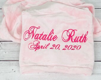 personalized baby blanket with name and birthdate