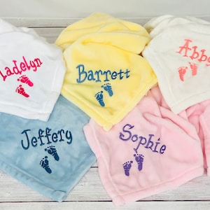 Custom Customized Personalized Embroidered 5 Blanket Colors To Choose From Baby Blanket with Tractor Design Name and Birthdate