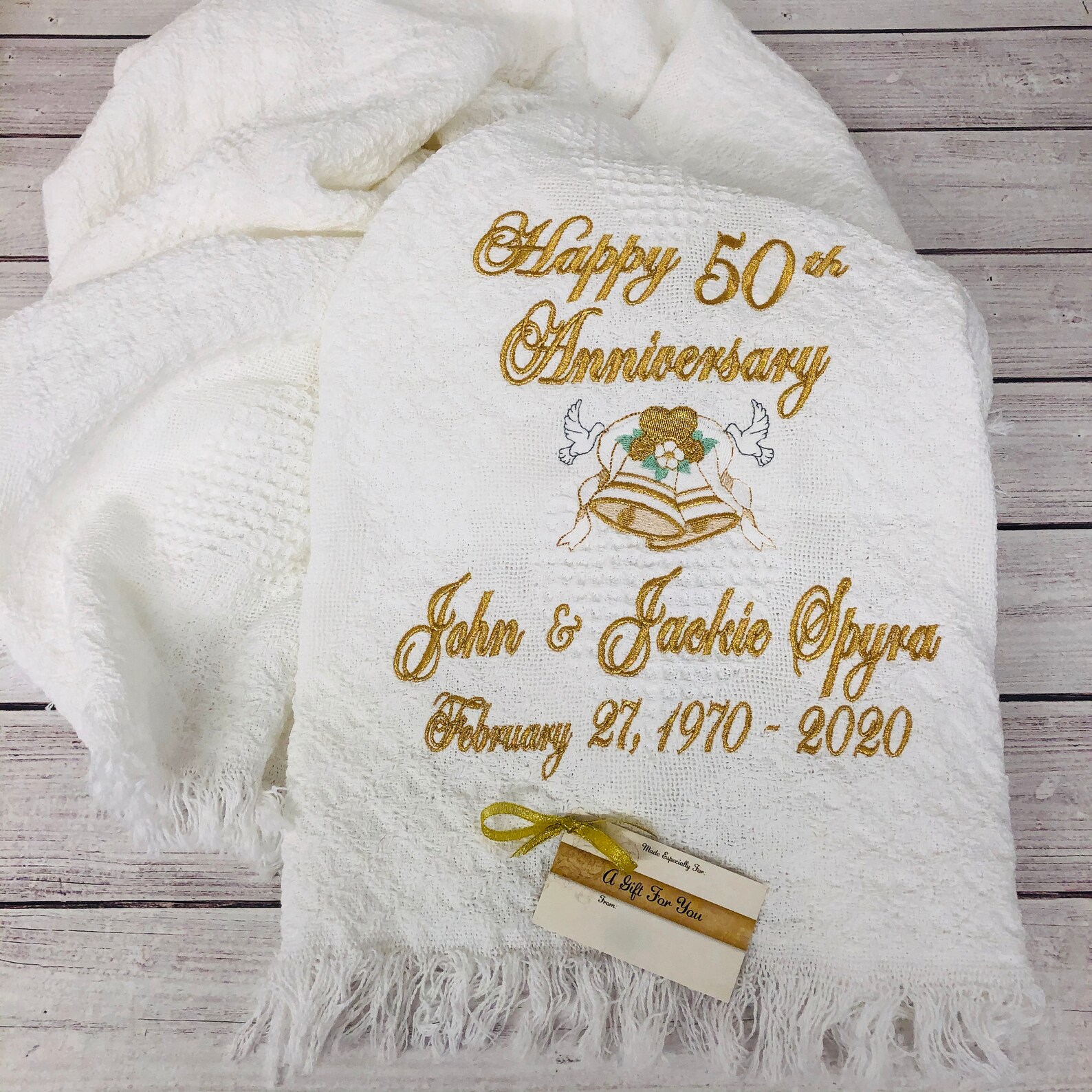 50th Anniversary Gift Personalized Embroidered Throw Etsy