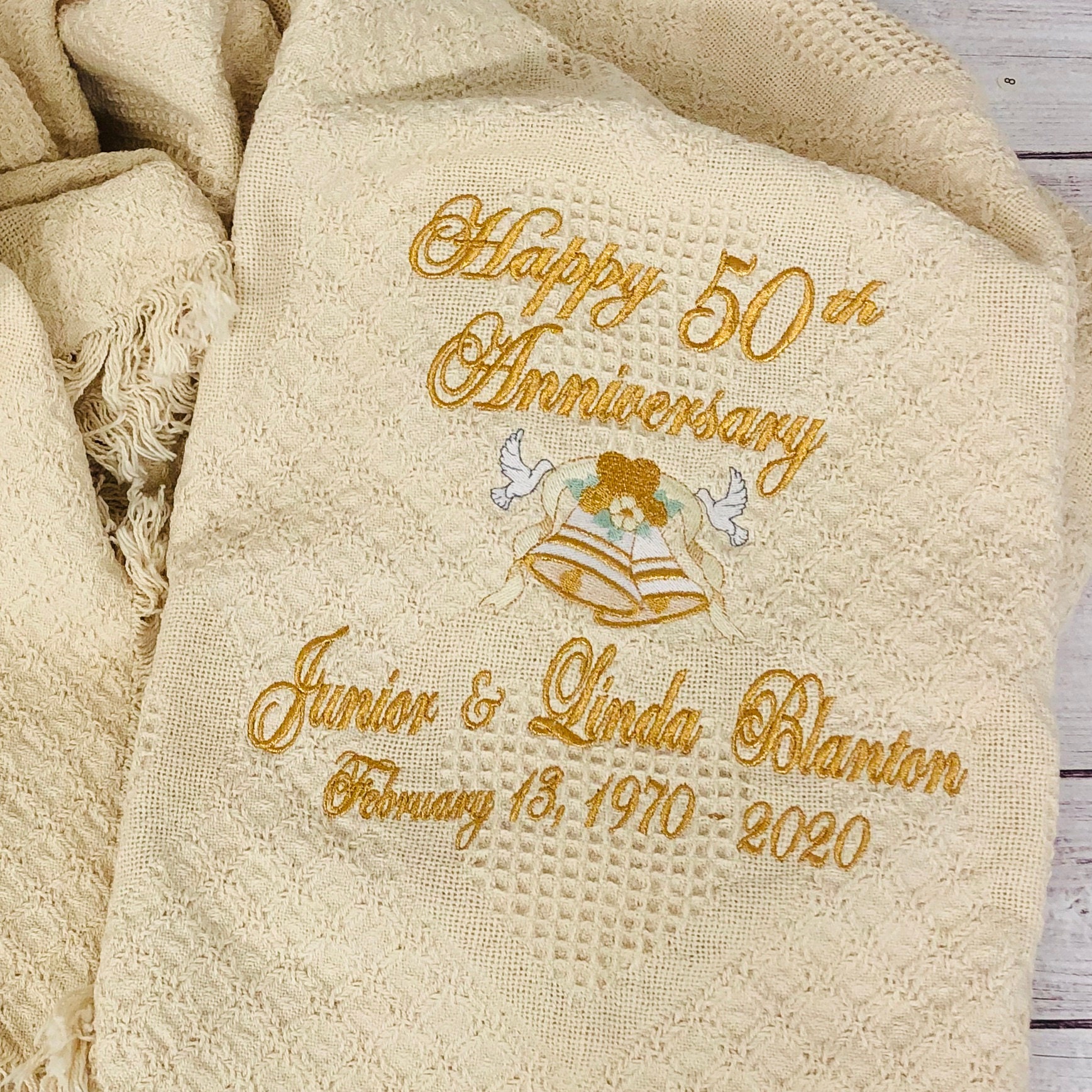 50th Anniversary Gift Personalized Embroidered Throw Etsy