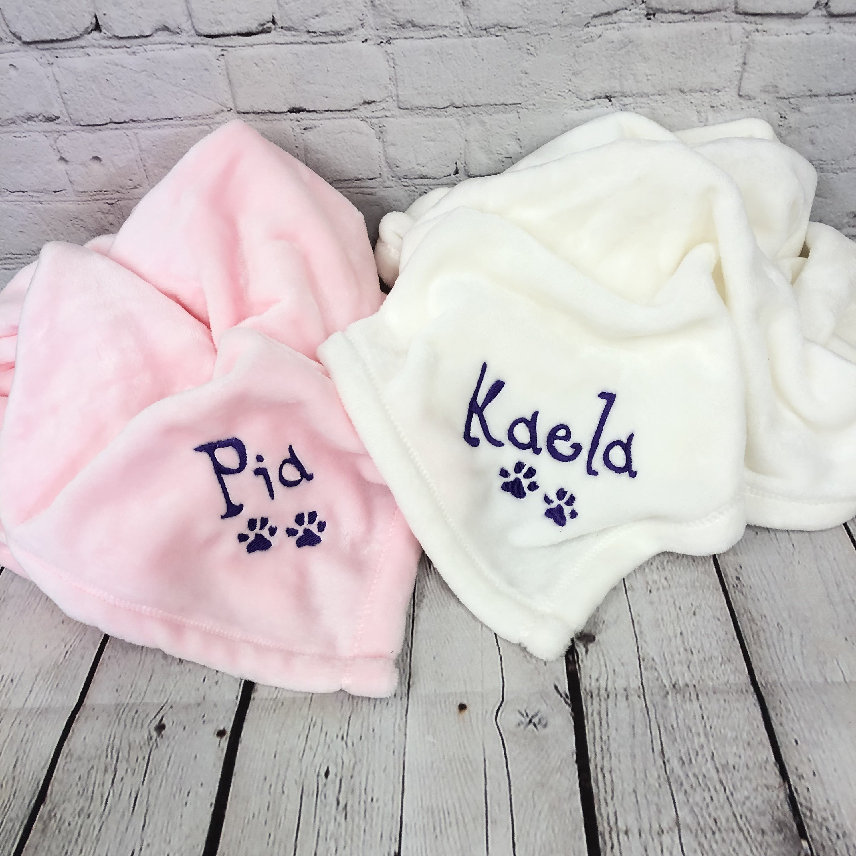 Personalized Soft Blanket for Pet | Blanket with Dogs Name | Blanket with Cats Name Custom Embroidered Blanket for Dog, Cat, with Paw Prints