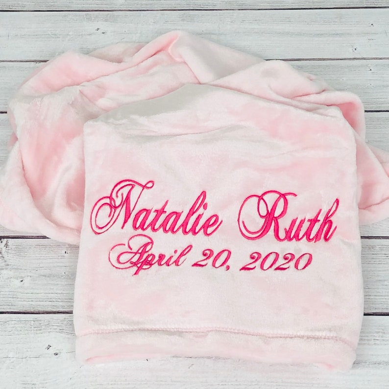 Baby Blanket With Full Name and Birth Date 5 Blanket Colors Etsy