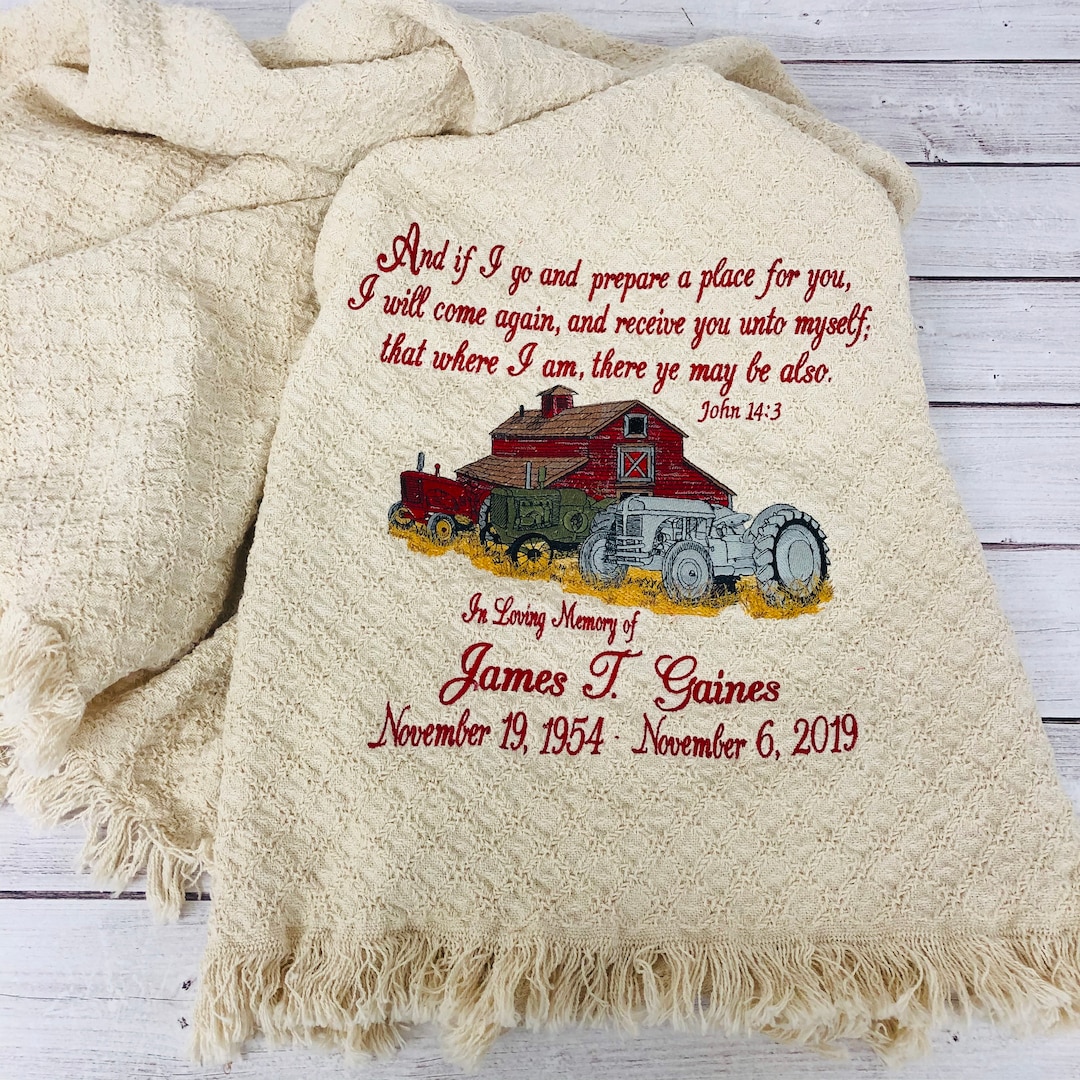 John 14:3 Verse With Barn, Farm, Tractor Scene Personalized Embroidered