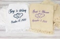 Two Hearts Personalized Embroidered Throw, Afghan, Quilt, Blanket for Wedding Engagement, Anniversary Gift