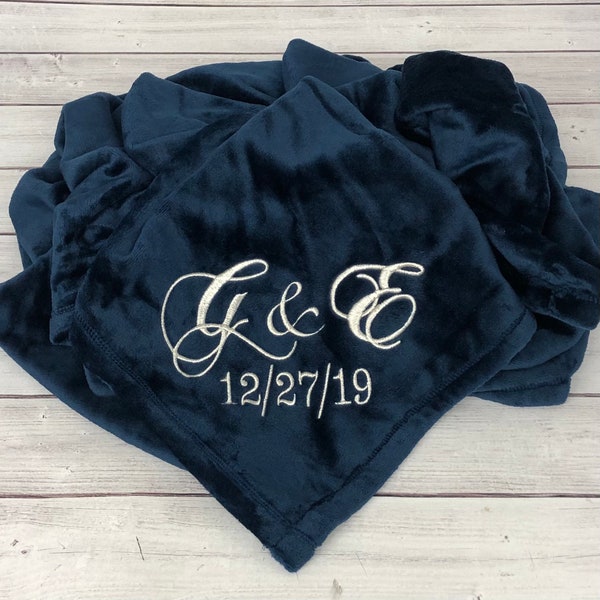 Personalized Custom Soft Blanket with Name and Date - 8 Colors To Choose From