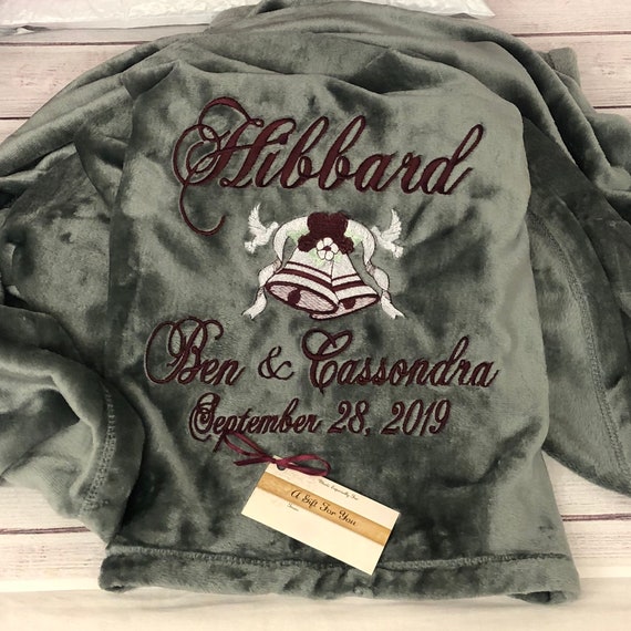 Personalized Wedding Blanket | Couple's Blanket |  9 Colors To Choose From Customized Embroidered Personalized Super Soft Blanket