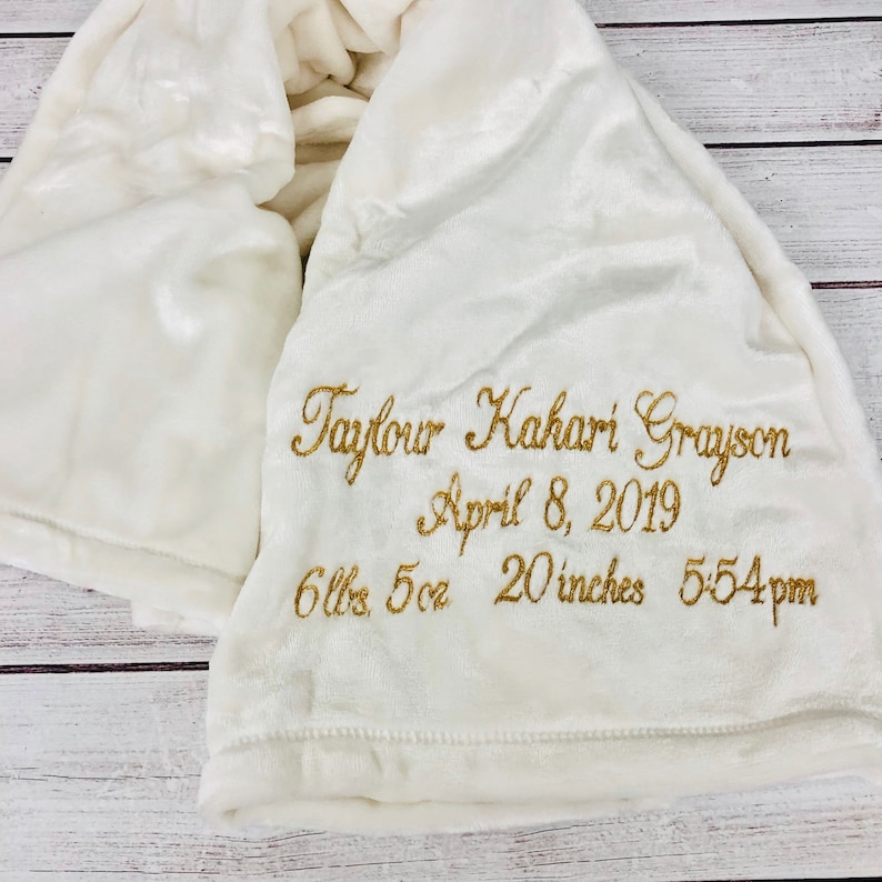 Baby Blanket With Full Name Birth Date Weight Inches & Time Etsy