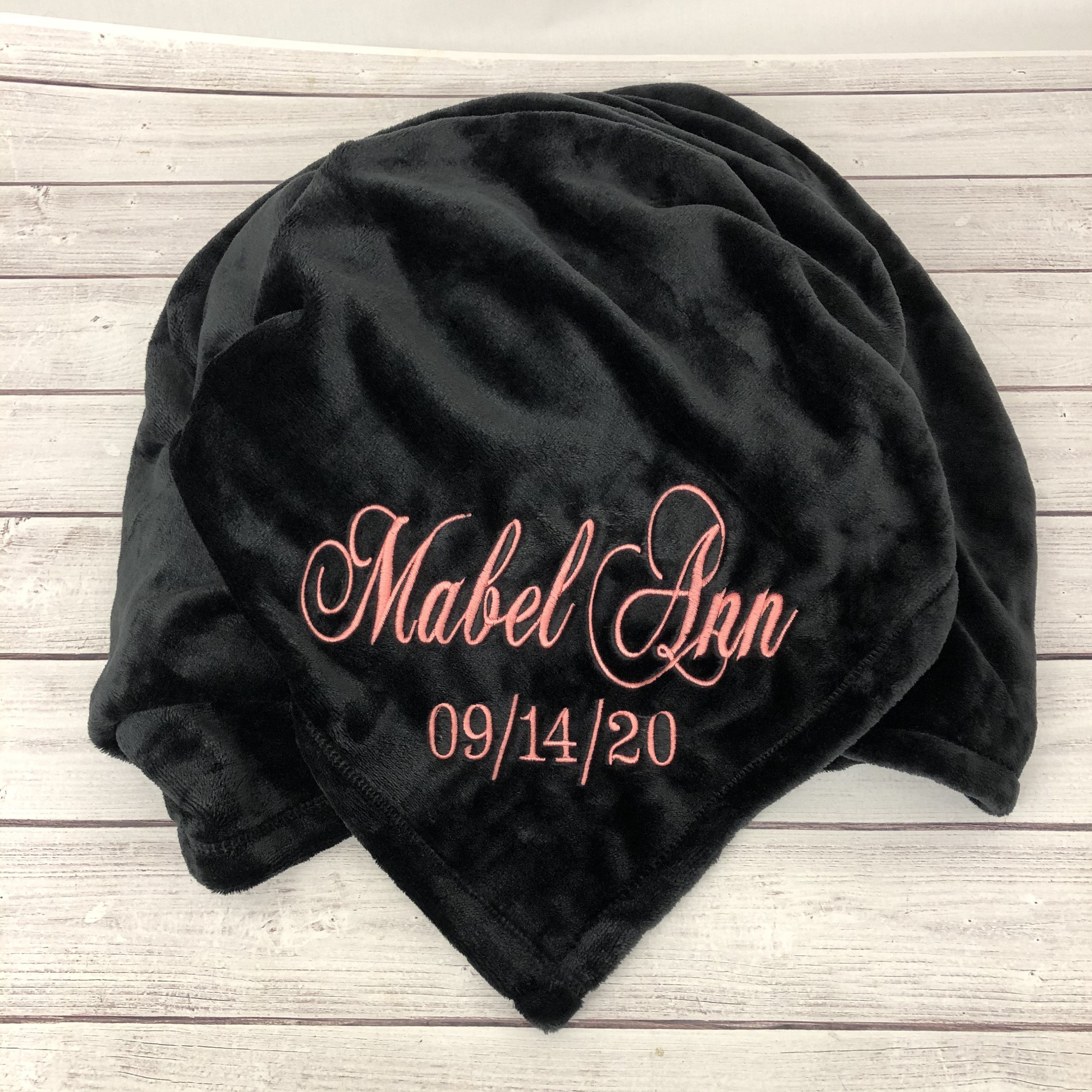 Personalized Custom Soft Blanket with Name and Date - 8 Colors To Choose From