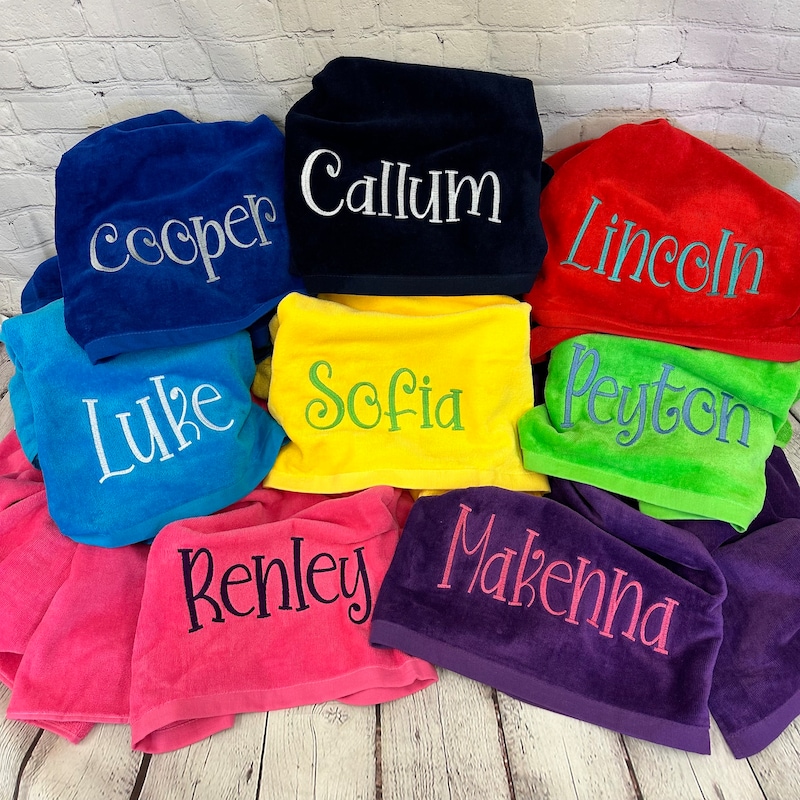Personalized kids beach towels etsy
