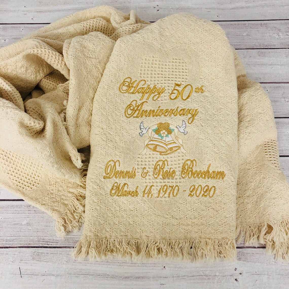 50th Anniversary Gift Personalized Embroidered Throw Etsy