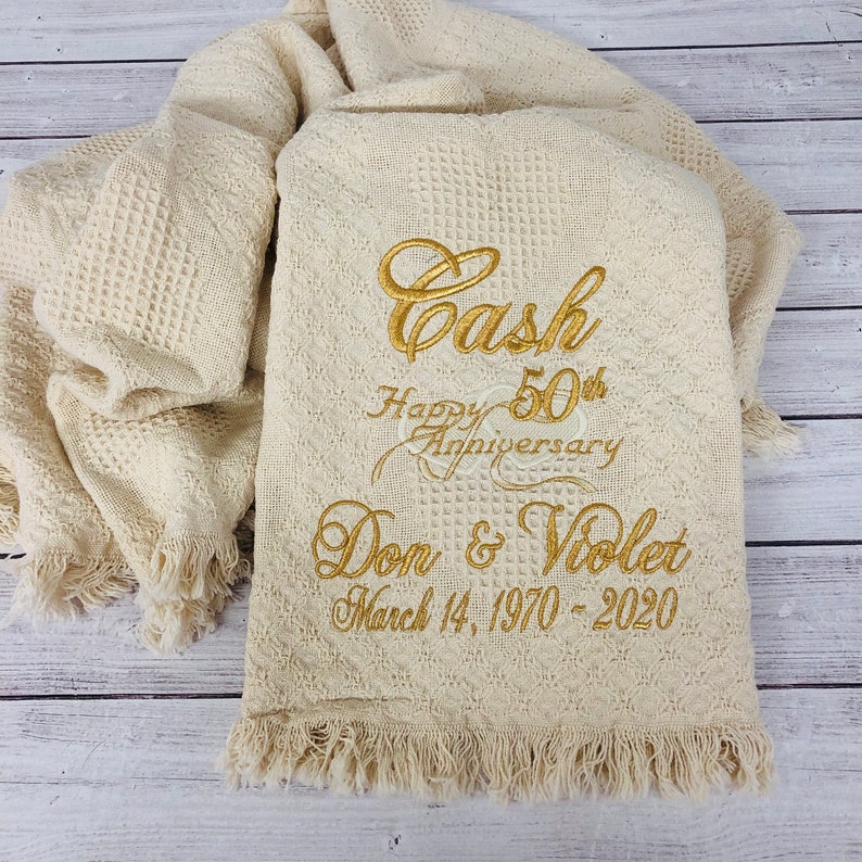 Wedding Anniversary Throw Choose Any Year Personalized Embroidered Throw, Afghan, Quilt Blanket for Wedding Anniversary image 4