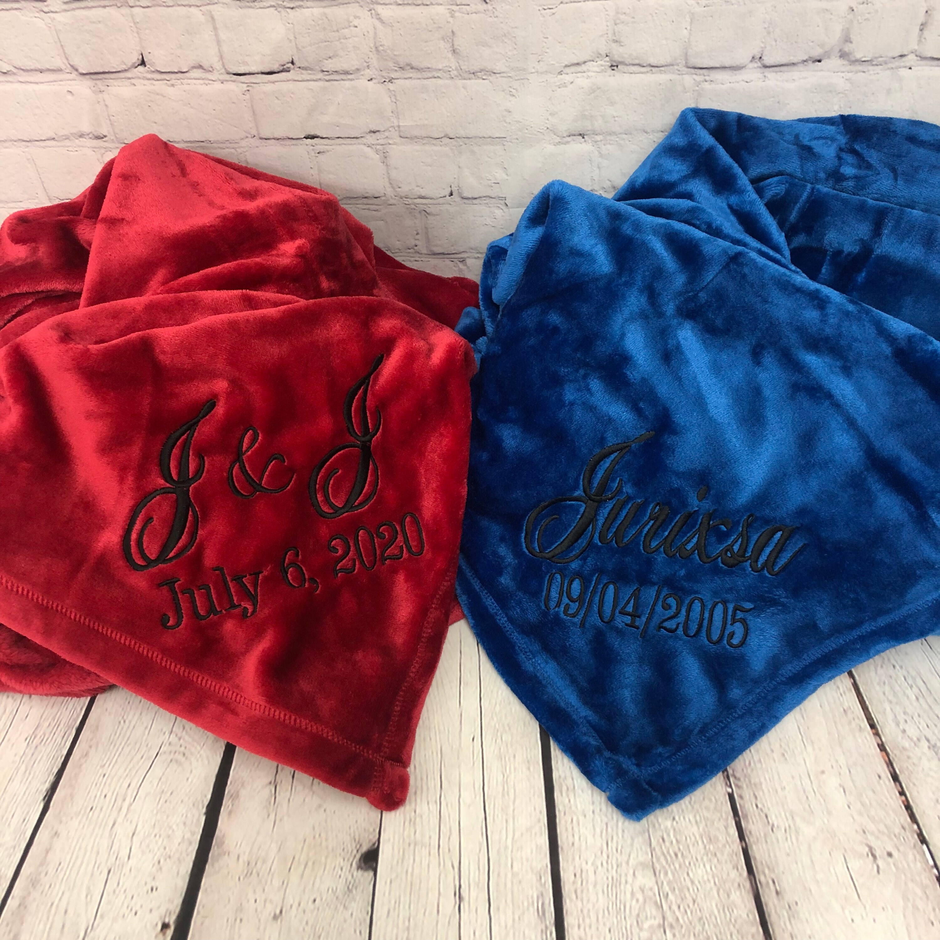 Personalized Custom Soft Blanket with Name and Date - 8 Colors To Choose From