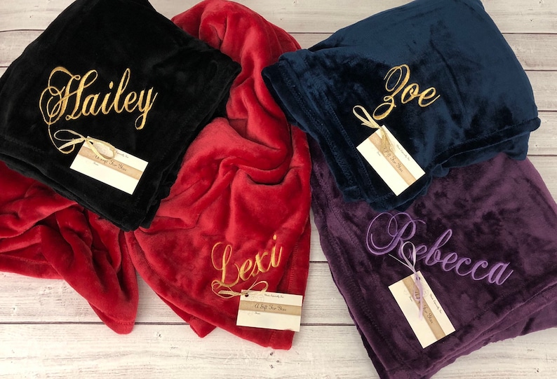 Personalized Custom Soft Blanket with SCRIPT Name 10 Colors Etsy