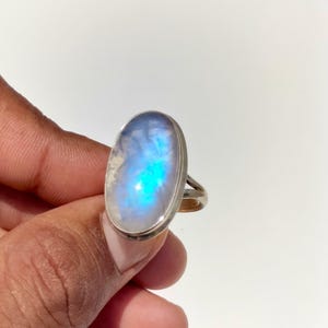 Handmade Rainbow Moonstone Ring, 925 Sterling Silver, June Birthstone, Flashy Moonstone Jewelry, Boho Statement Ring, Gift for Her, For Her