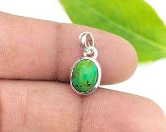 Small Green Turquoise Pendant, Turquoise Pendants, Small Pendants, Turquoise Jewelry, Boho Pendants, 925 Sterling Silver Pendants, For Her