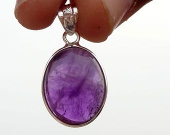 Cab Amethyst Pendants, Amethyst Pendants, Solid 925 Sterling Silver Pendants, Amethyst Jewelry, 12x16mm Oval Bezel Pendants, For Her