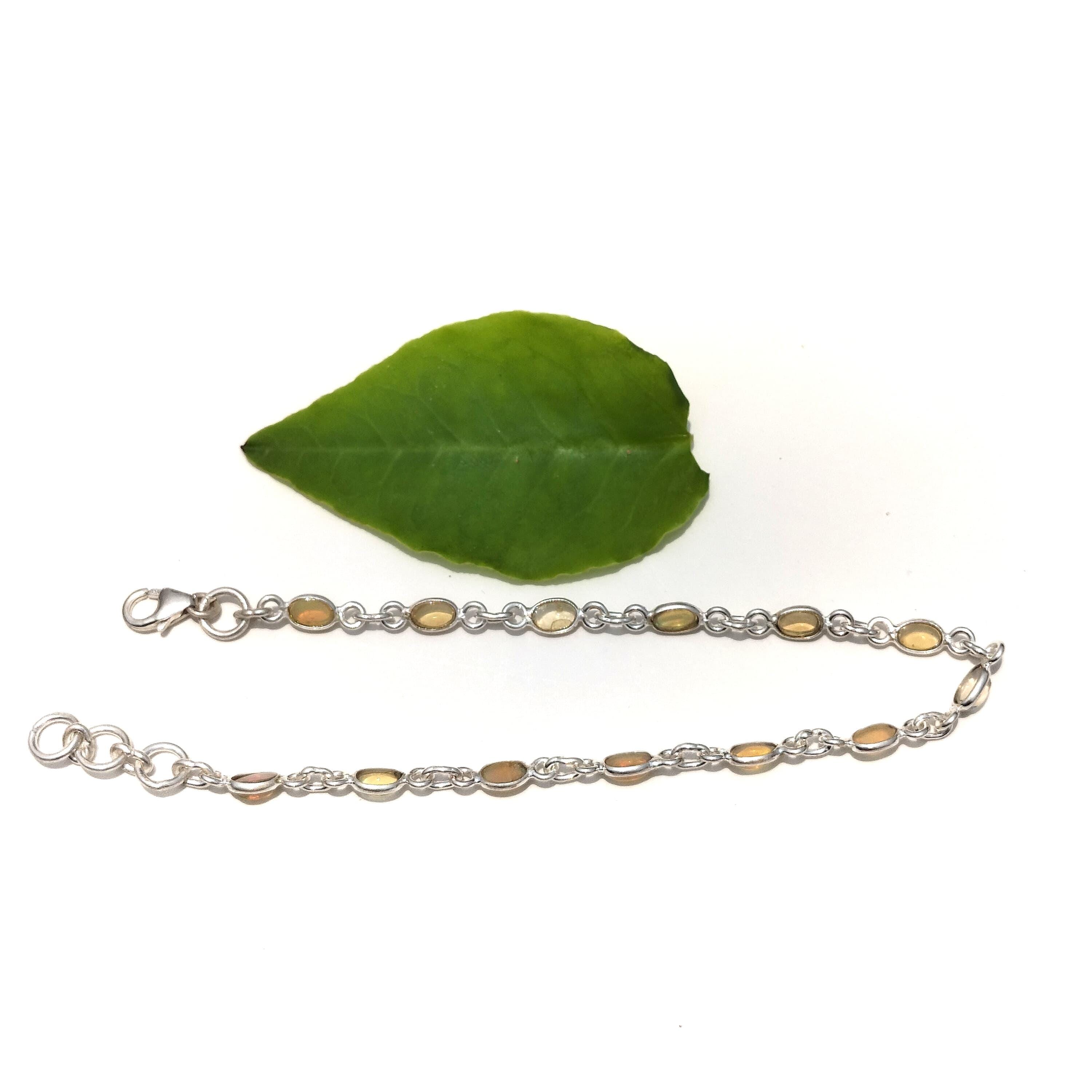 エチオピア産オパールブレスレット：925スターリングシルバー、5 x 7