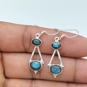 Blue Fire Labradorite Earrings, Labradorite Earrings, 925 Silver Earrings, Labradorite Jewelry, Natural Flashy Labradorite Gemstone Jewelry