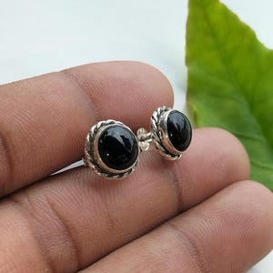 Designer Black Onyx Studs, 925 Sterling Silver Dangle Earrings, Black Onyx Jewelry, Boho Studs, Gift for Her, Anniversary Gift,Birthday Gift